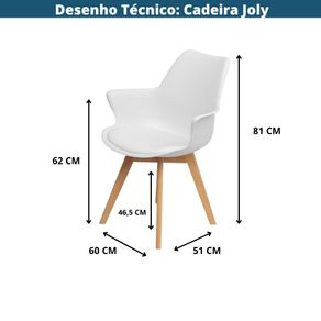 Kit 2 Cadeiras com Bracos Joly Wood Or Design Assento Em Polipropileno Branco Base Madeira -7-